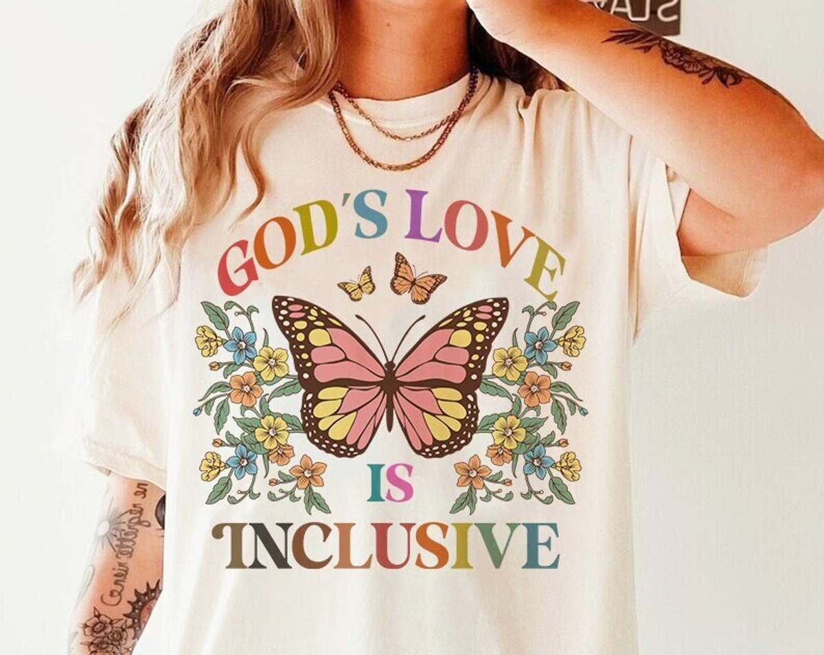 LGBT Quotes Shirt, God’s Love is Inclusive, Transgender T-shirt, Women Gay Pride LGBT Quotes Shirt, God’s Love is Inclusive, Transgender T-shirt, Women Gay Pride