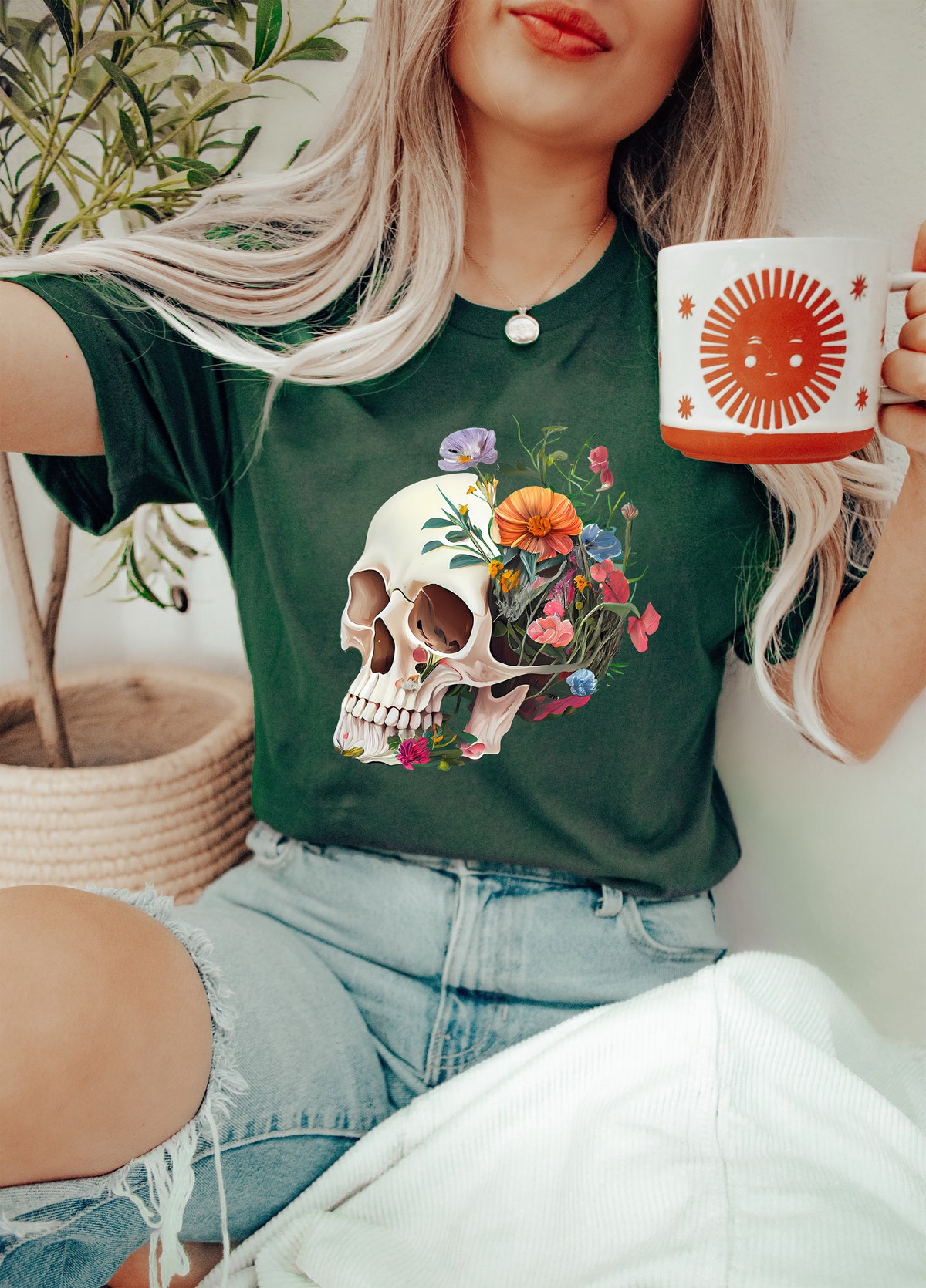 Anatomical Brain T-shirt, Women’s Floral Skull Nurse Shirt, Gothic Skeleton Design