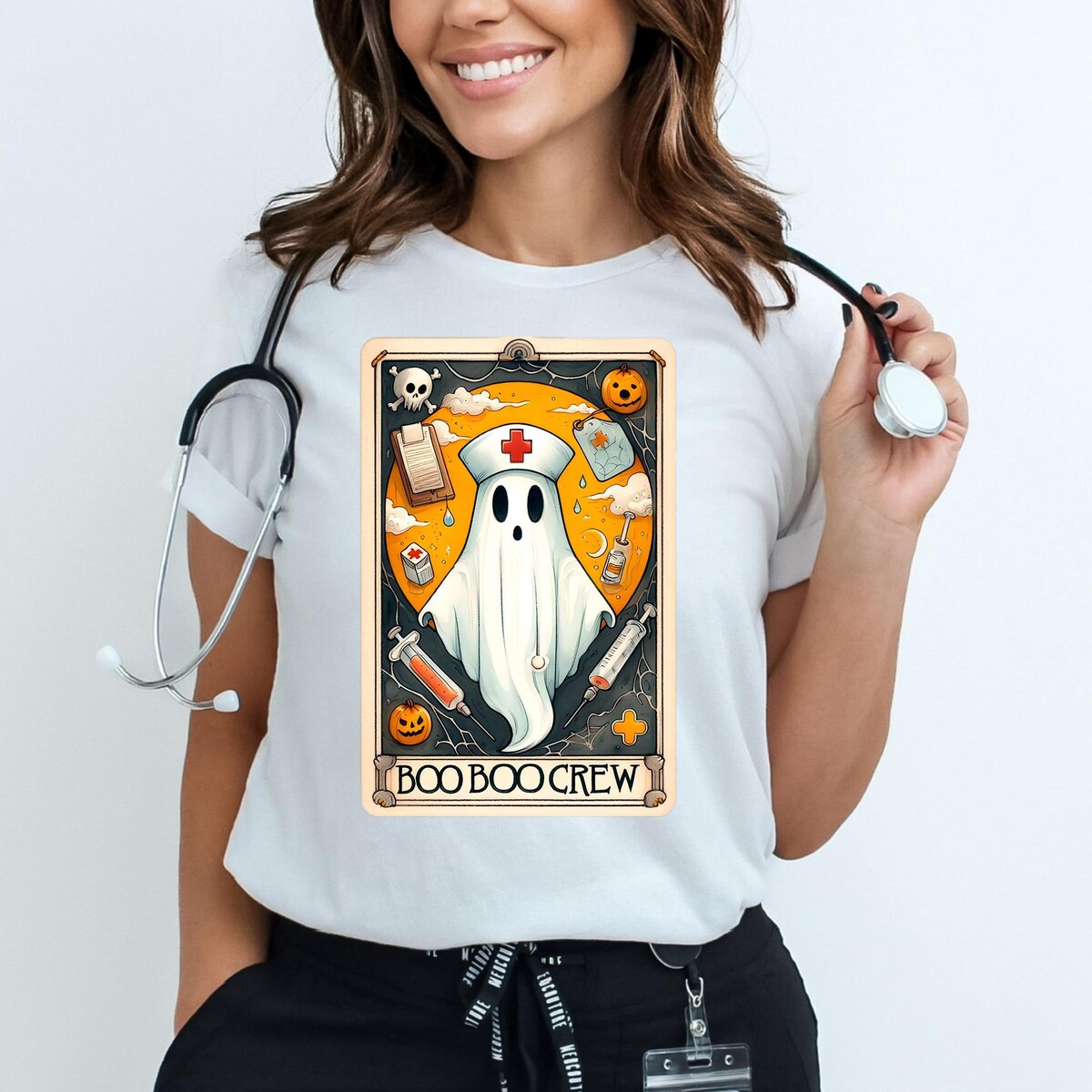 Halloween Boo Boo Crew Shirt, Nursing Ghost, Skeleton Nurse Hoodie, Nurse Tarot Card