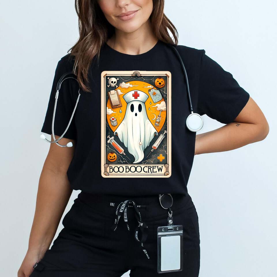 Halloween Boo Boo Crew Shirt, Nursing Ghost, Skeleton Nurse Hoodie, Nurse Tarot Card