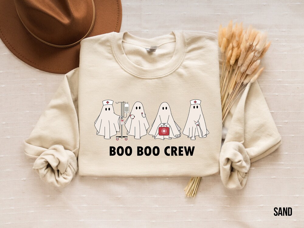 Boo Boo Crew Nurse Halloween Sweatshirt, Cute Spooky Fall Tee for RNs