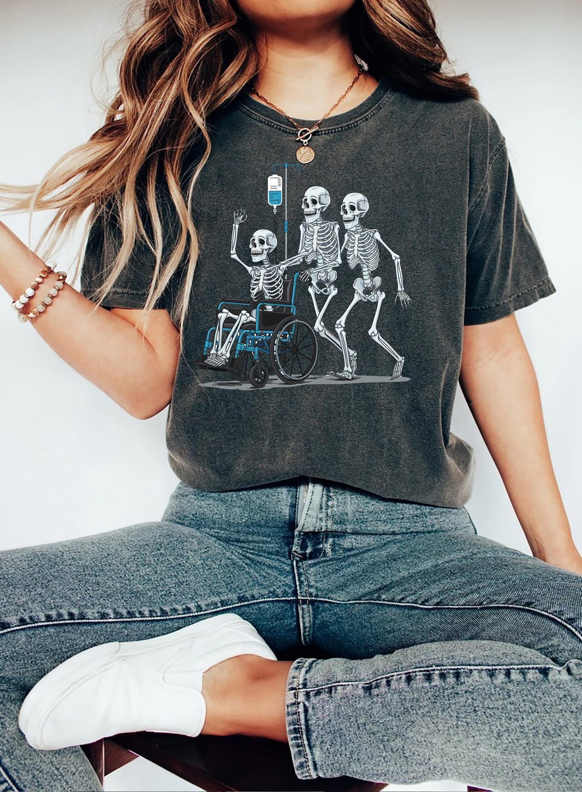 Funny Nurse Skeleton Halloween T-Shirt, Healthcare, Hospital, Medical Apparel