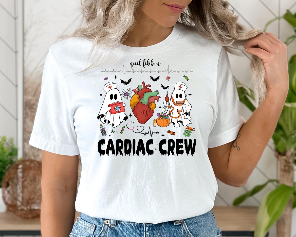 Halloween Cardiac Registered Nurses Shirt, Heart Anatomy Ghosts, Cardiology Heart Warrior Gift