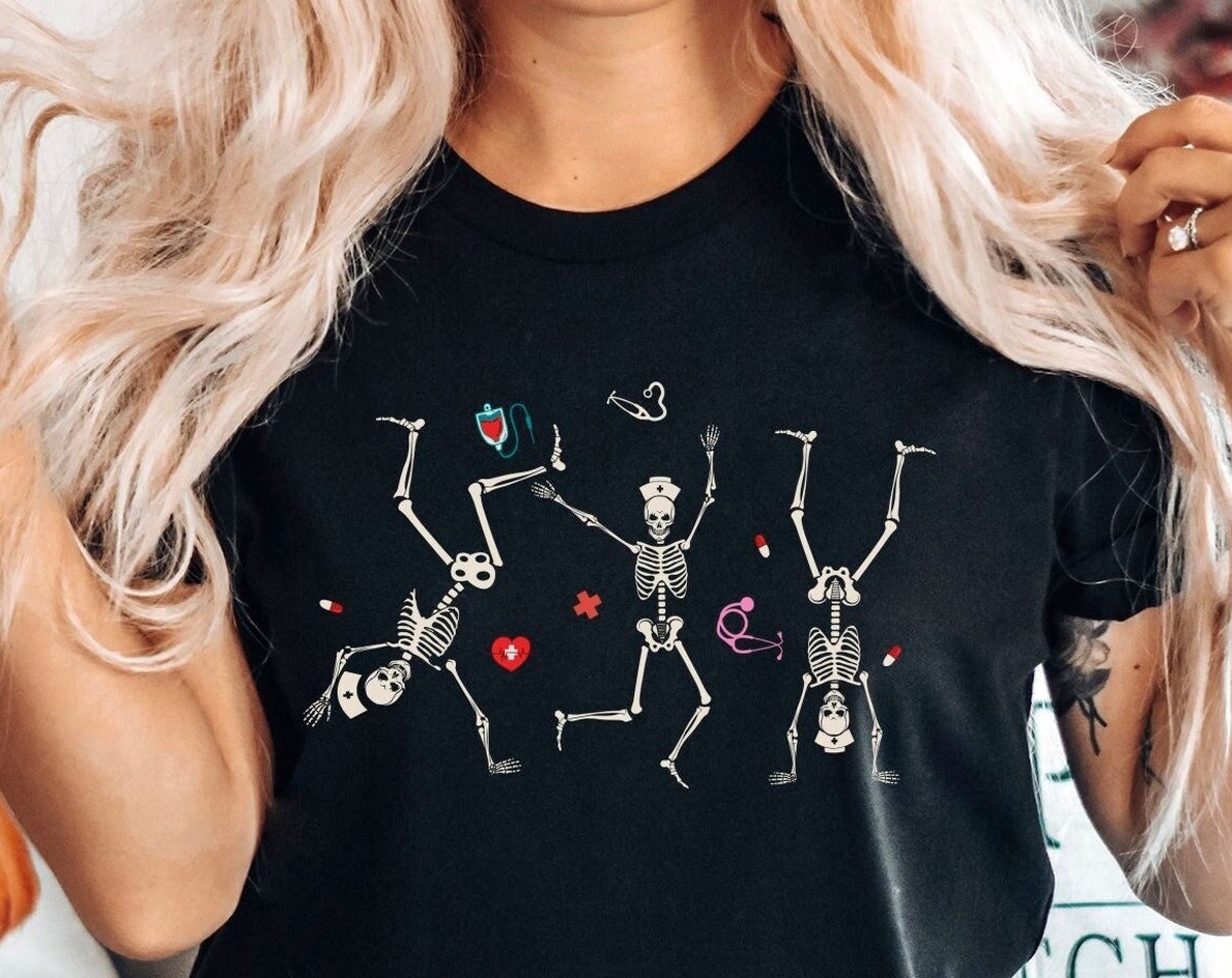 Halloween Healthcare Registered Nurse Skeleton Party Shirt, Medical T-Shirt