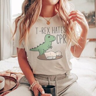 Funny Nurse Shirt, T-Rex Hates CPR Tee, ICU Critical Care Nurse Gift