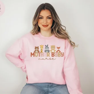 Mother Baby Nurse Sweatshirt, Labor & Delivery Nursing Gift, Postpartum Nurse Tee, Cute L&D Nurse Shirt