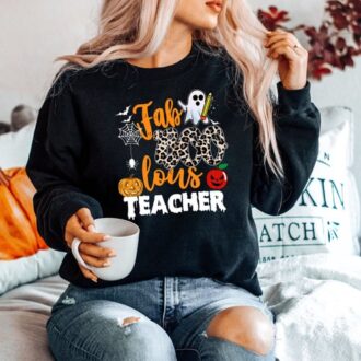 Funny Halloween Teacher Shirt, Cute Ghost Costume, Spooky School Tee, Fabulous Teacher